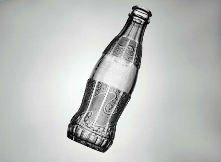 Four waves - engraved CocaCola bottle